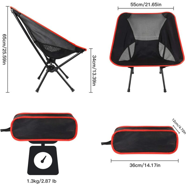 Udendørs foldbar campingstol, bærbar fritidsfoldbar ryglænsstol med bæretaske til udendørs aktiviteter, camping,