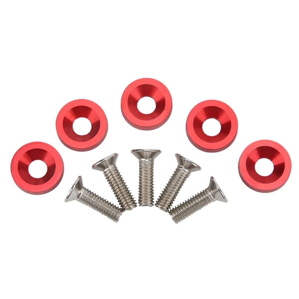 10 Set Bilmotorrum Styling Kit M6 Motorhuvsbultar Röda Brickor Modifiering Underhåll