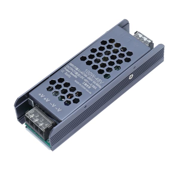 LED Switching Power Supply Driver Magnetisk Lys Transformator 48V AC180-250V 100W 2.08A Svart Lang Stripe