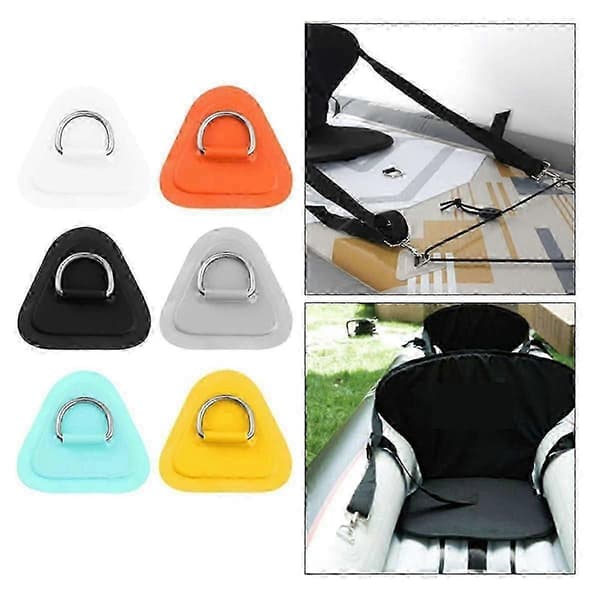 6 STK D-Ring Patch til oppustelig båd Kajak Jolle SUP, D-Ring PVC Patch Stand-Up Paddleboard Kano Rafting-God Black