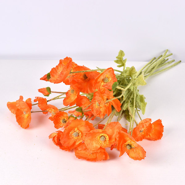 Simulering orange vallmo blomma 3st,