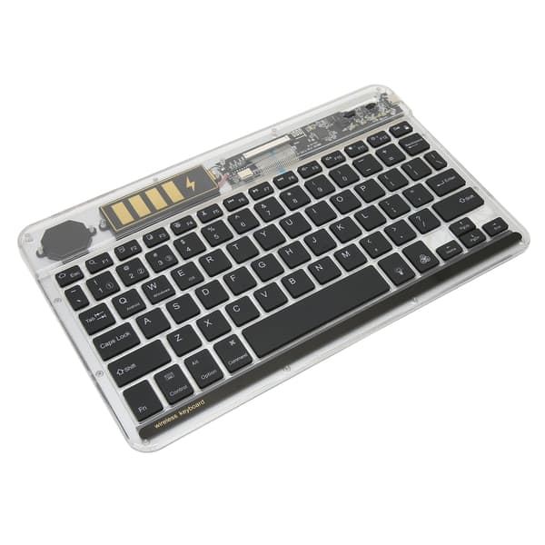 10 tommer Transparent Trådløst Bluetooth Tastatur Multi Enhed Baggrundsbelyst Ultratyndt til Bærbare Computere Telefoner Sort