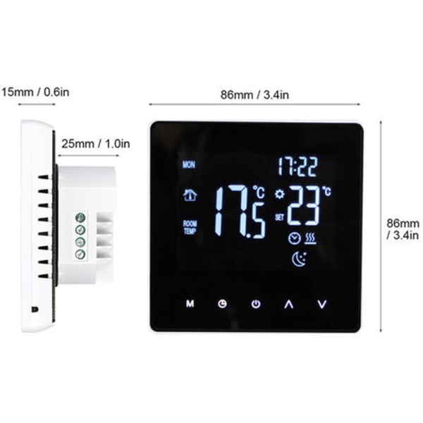 Smart vand/gas termostat Digital kedel LCD touch temperaturregulator, ingen WiFi