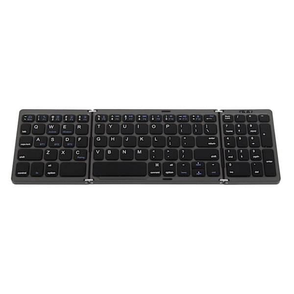 Bluetooth Triple Fold Trådløst Tastatur Multi Enhedsforbindelse til Laptop Tablet Telefon Grå Sort