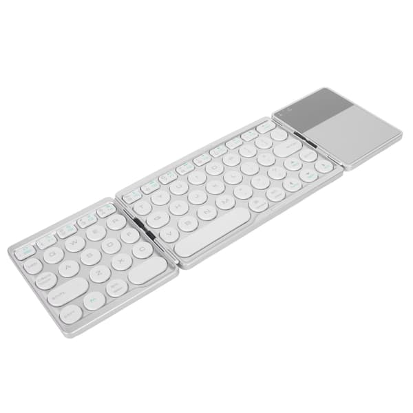 Foldbart Bluetooth Tastatur med Touchpad Universal 140mAh Trådløs 64 Taster Sølv
