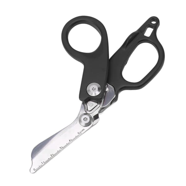 Nødhjælpssaks Aluminium Legering Multifunktionel Foldbar Indendørs Udendørs Sort