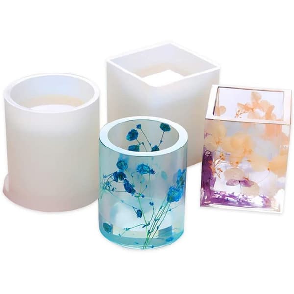 2 STK DIY Silikone Penforme Kube Cylinder Harpiks Penholder Form til Håndværk