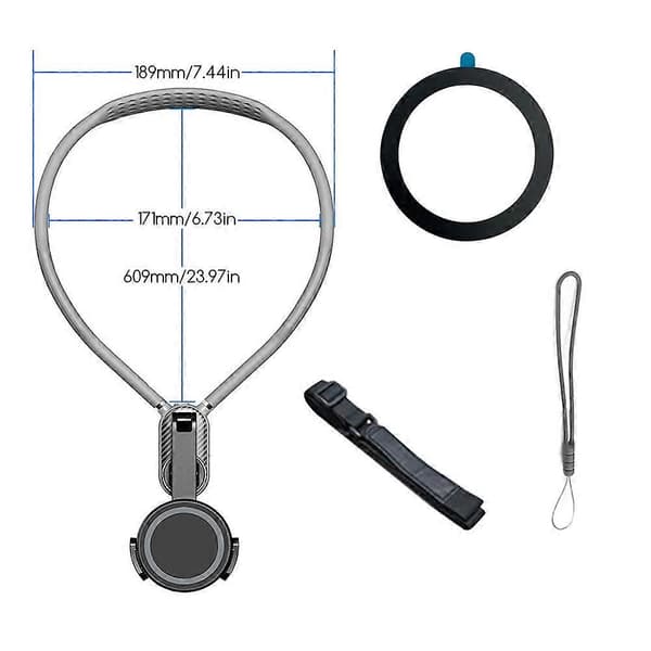 360-graders magnetisk nakkemontert telefonholder POV brystmontering for iPhone/Android og actionkameraer Black