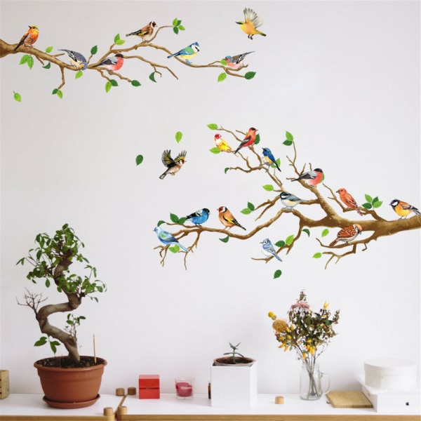 Branch Birds Wall Stickers Sovrum PVC Bakgrund Väggdekoration Wall Stickers