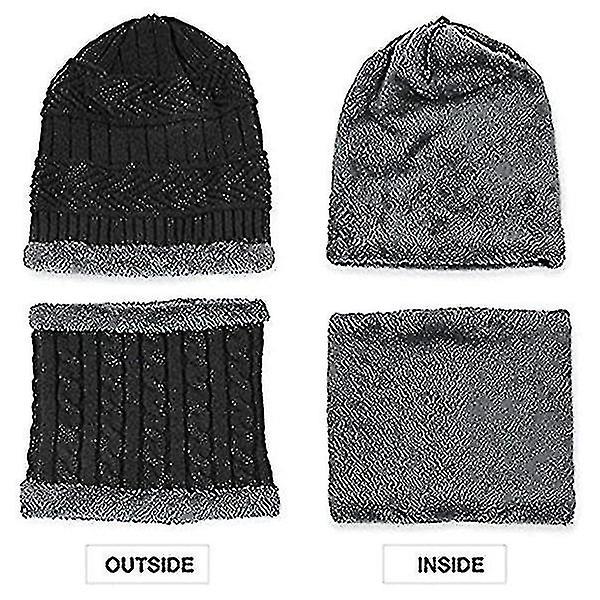 Vinter varm beanie hat tørklæde handsker sæt Unisex vinter varm strikket beanie hat hals handske til mænd