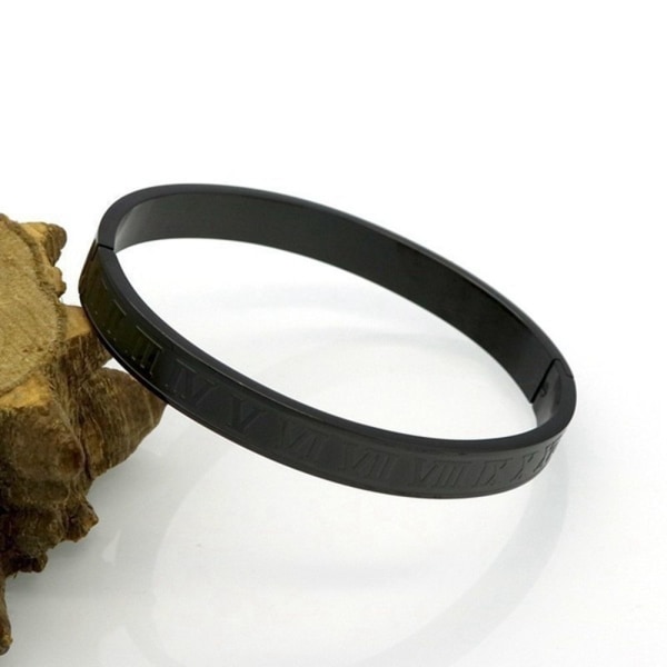 Kungliga romerska siffror armband herr manschett armring titan stål