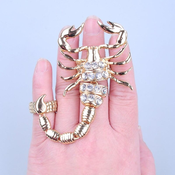Liioiteltu punk Scorpion kaksiosainen sormus säädettävä persoonallisuus eläin isot sormukset hip hop rock -tyyli muotikorut
