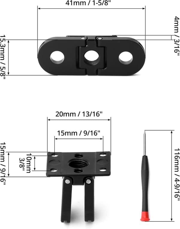 Replacement Adapter Mount with 1/4 Tripod Connection, Compatible with GoPro Hero 10/9 Cameras