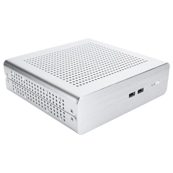 G60S HTPC Chassi Full Aluminium DCATX Strömförsörjning MiniITX Fodral Silver USB2.0 Stationär Dator