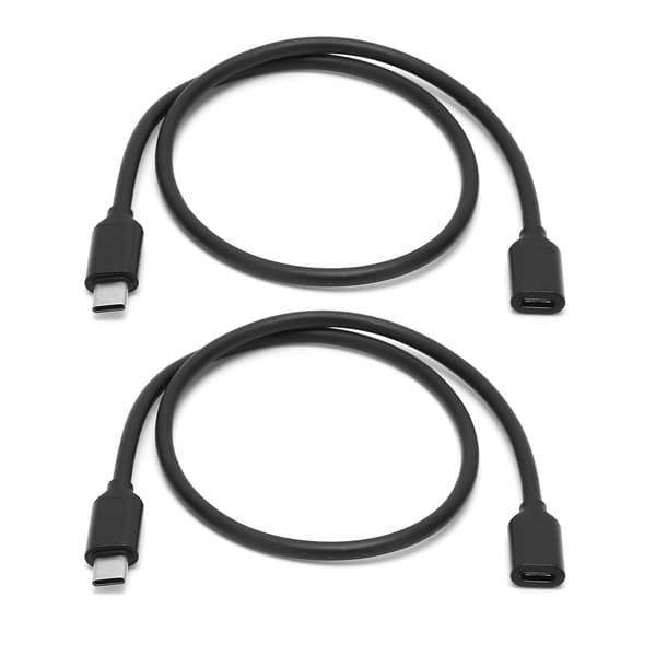 2 STK USB C Han til Hun Forlængerkabel PD Strømstik Forlængerledning 1m 3.3ft Sort