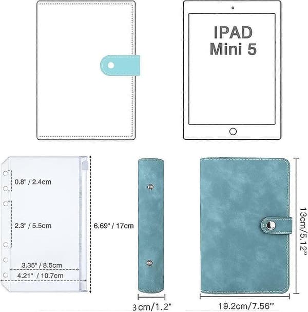 A6 PU Leather, Multifunctional Document Folder with 12 Transparent Zipper Pockets