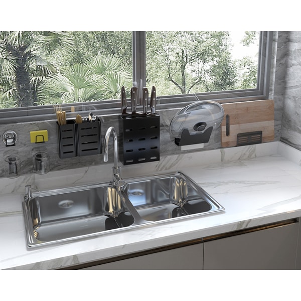 Køkken vægmonteret fri stansehylde, husholdnings krydderihylde (space aluminium armaturhylde (et sæt))