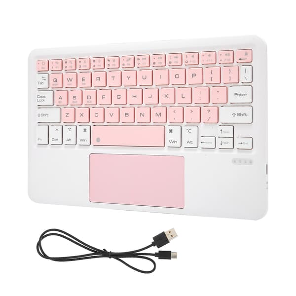 Trådlöst Multi Touch Uppladdningsbart Bärbart Tangentbord för IOS-surfplatta Vit Rosa