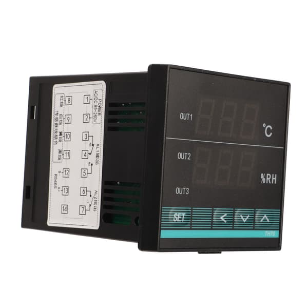 Dubbel Display Digital Temperaturregulator Luftfuktighetstermostat med Alarmfunktion