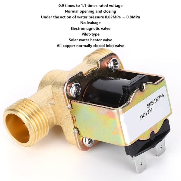 Kobber Solenoidventil 12V DC 1/2 Tomme Elektromagnetisk Ventil til Solvandsvarmere Industrielt Tilbehør