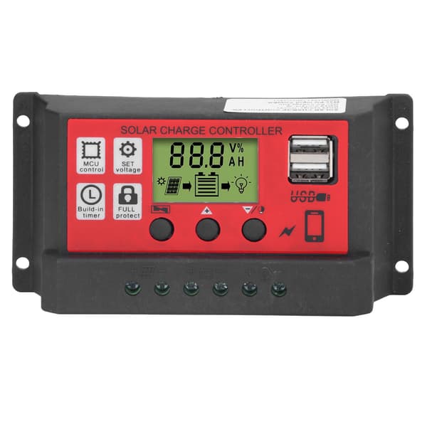 Solar ladecontroller justerbar solpanel batteri intelligent regulator med LCD-display 12V 24V30A