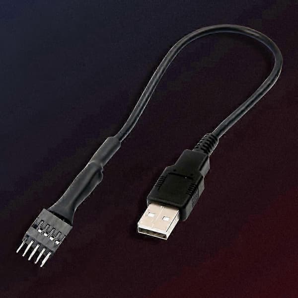 9-bens han til ekstern USB A han PC bundkort intern dataforlængerkabel 20cm-Yvan Black