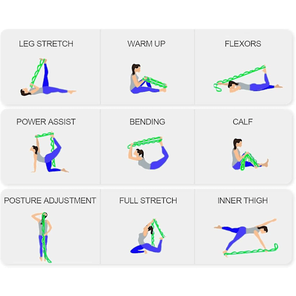 12-segments Nylon Yoga Spænding Bælte Yoga Supplies Et-ord Heste Split Chrysanthemum Rope Stretching Hjælpe Bælte Stretching Bælte-fitness Stretching Str