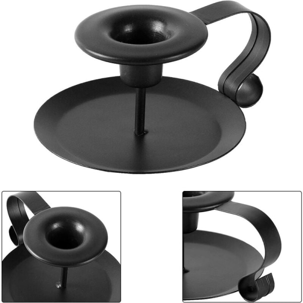 Candle Holders 4 Pcs, Vintage Wrought Iron Tealight Holder with Handle and Tray Retro Candlestick Table Decoration for V