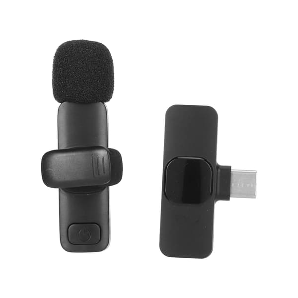 Trådløs Lavalier-mikrofon USB C Støyreduserende Auto Sync Oppladbar Clip On Mic