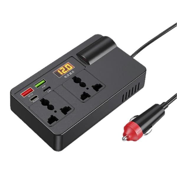 12V/24V til 220V Billader - Multifunksjonell Hurtigladende Strømomformer for Biler og Lastebiler With Digital Display