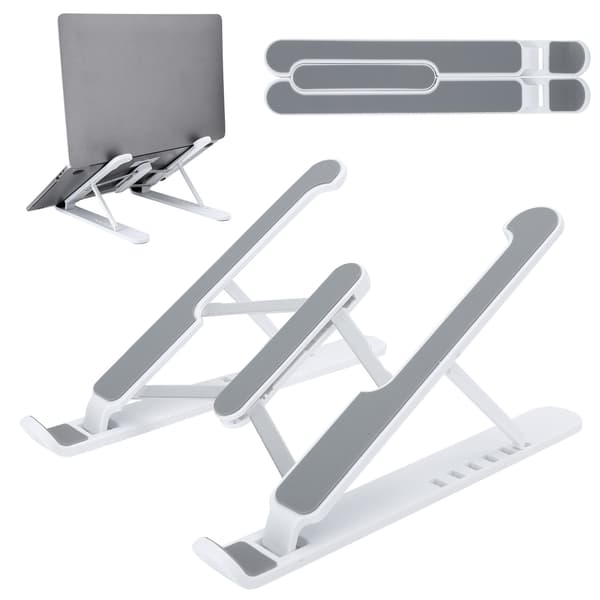 Multi Position Foldbart Notebook Stativ 11.17 Tommer Laptop Kølestøtte Base Løfteforhøjer Hvid