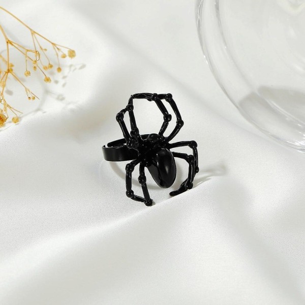 Halloween Party Smycken Gothic Spider Ring För Kvinnor Män Punk Style Parodi Knepiga leksakstillbehör