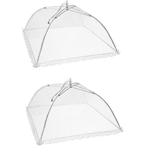 2-pack mesh pop-up matskydd, 16 tums hopfällbart paraplystil skyddstält för att hålla flugor, insekter, myggor ute, vit