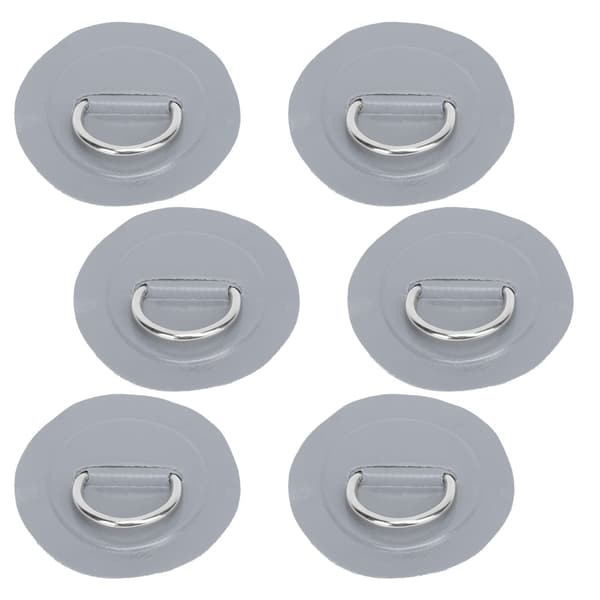 6 stk. PVC D-ring patch elastisk tau sett rustfritt stål strikkledning grå