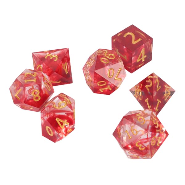 7 st Resin Polyhedral Tärningsset Blodfärg Klara Siffror Rollspel Brädspel