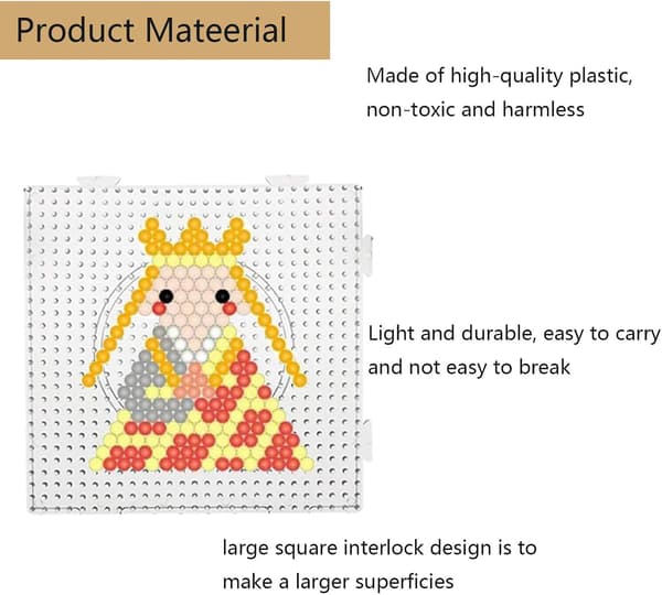 4 pcs Bead Boards, 5 mm Fuse Bead Boards Large Round Square Transparent Plastic Boards, Bead Boards, Square Bead Boards