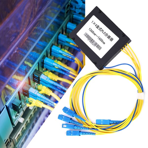 PLC Fiber Splitter Single Mode Lavt Innsettingstap 1X4 SC UPC Grensesnitt Hjemmekabling
