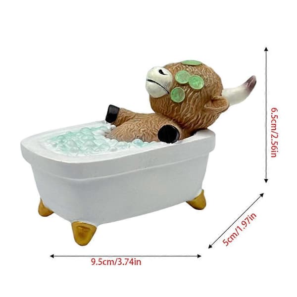 Festlig Highland-ko figur gave holdbar harpiks, perfekt til ethvert rum. Stue bogreol Bath Cow