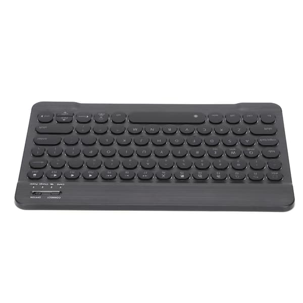 Trådløst rundt tastatur med baggrundsbelyst børstet overflade 10 tommer Android Windows iOS Sort