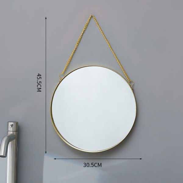 Rundt vægspejl dekorativt hængende spejl, 30,5 cm