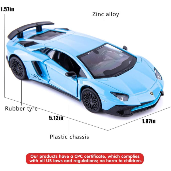 1/36 skala Aventador LP700-4 gjutbil model, zinklegering leksak C Lamborghini Aventa Duo Blue