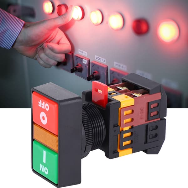 PPBB 30N Kaksoispainikekytkin LED-valo Päällä Pois Hetkellinen 380VAC
