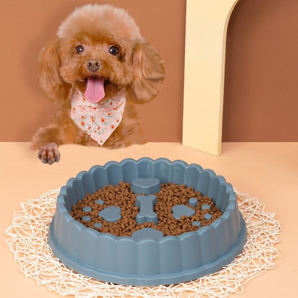 Dog Slow Feeder Bowl, Skridsikre Anti-gulping Pet Slower Food skåle, interaktive Bloat Stop Hundeskåle Blue