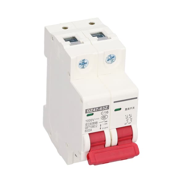 Afbryder 2P Lavspænding 6000A Brydeevne DIN-skinne Montering 16A DC 1000V