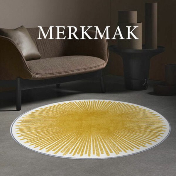 Contemporary Style Rug 120 x 120 cm Non-Slip Yarn Height 6 mm Yellow