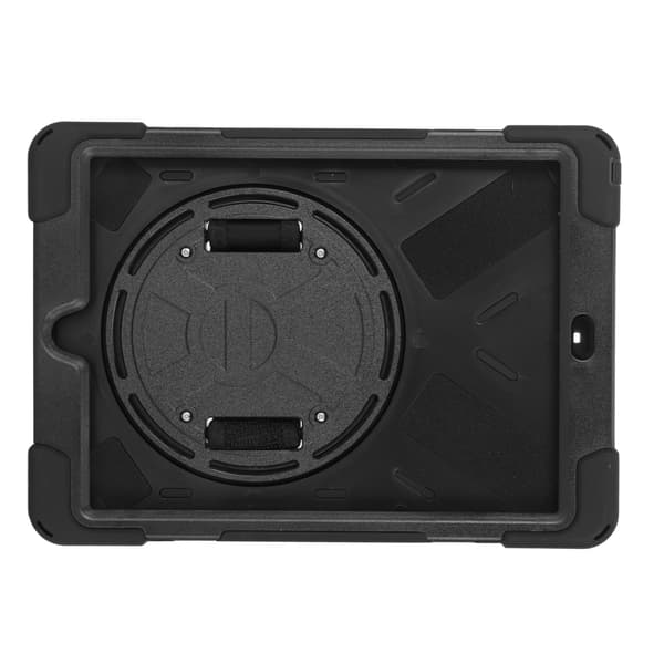 Silikone Hård PC Tablet Case med Roterende Støttefod Justerbar Rem til IOS 9.7in 2017 2018 Sort