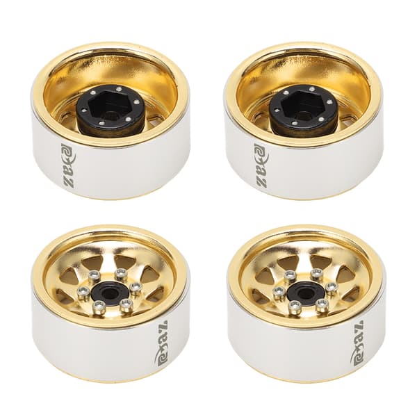 4st RC Bil Hjulnav 1.0in 7mm Hex Silver Yttre Triangulära 9 Hål Metallfälgar Koppar Crawler