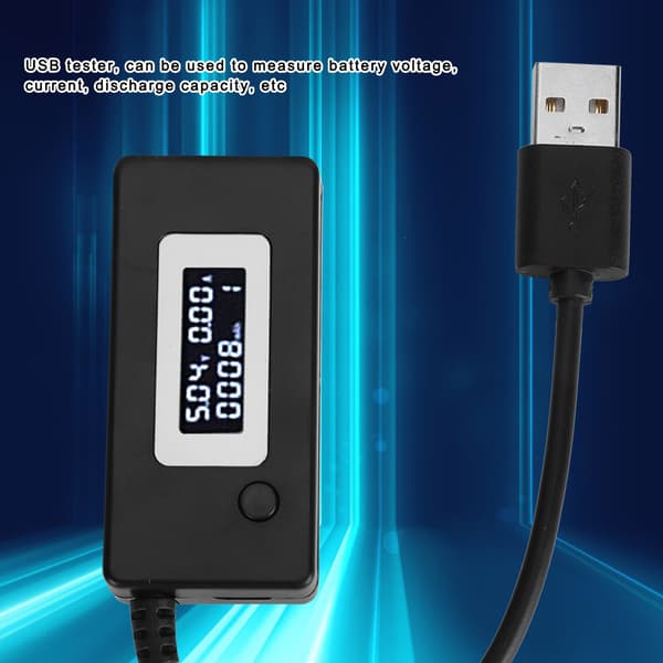 LCD USB Amperemeter Voltmeter Ladekapasitetstester 4-30V Svart Bakgrunnsbelysning