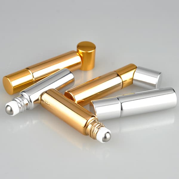 7 st påfyllningsbar parfymflaska glas eterisk olja rollerflaskor bärbar lätt tom roll-on flaska för resor 5 ml silver
