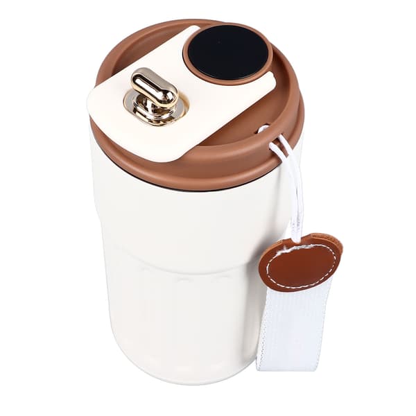 Isolerad Smart Vattenflaska Minimalistisk Bärbar Intelligent Temperaturdisplay Kaffemugg för Studenter Beige Brun
